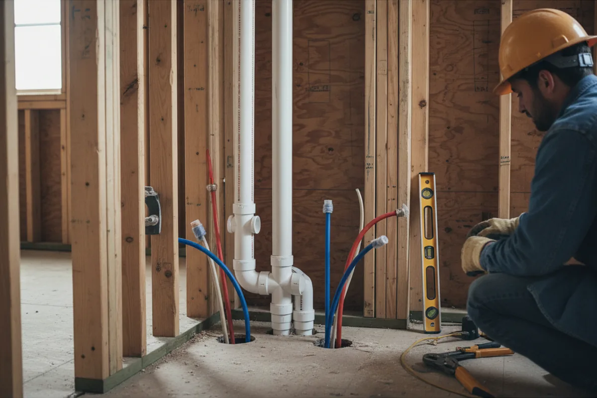 Drain and supply rough-in during Sump Pump Repair in Sturgis